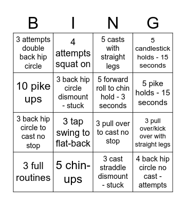 Bar BINGO Card
