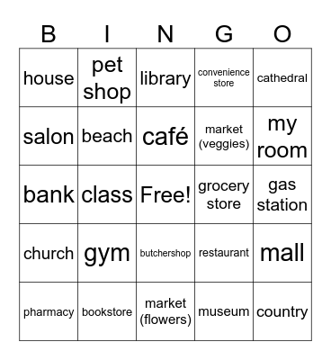Where do you want to go? Bingo Card