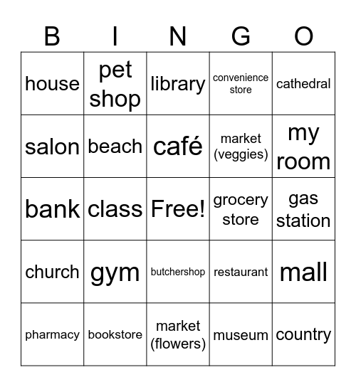 Where do you want to go? Bingo Card