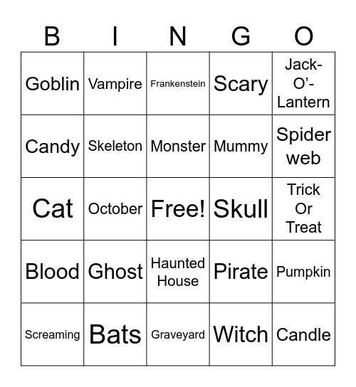 Halloween BINGO Card