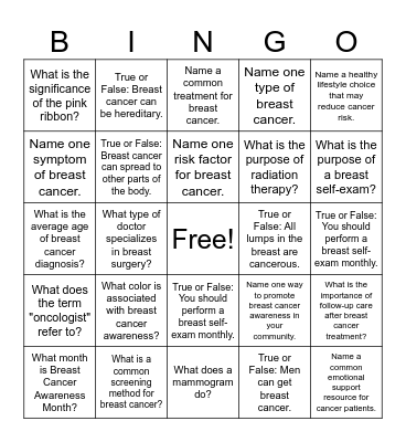 BREAST CANCER AWARENESS Bingo Card