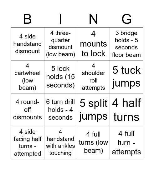 Beam BINGO Card