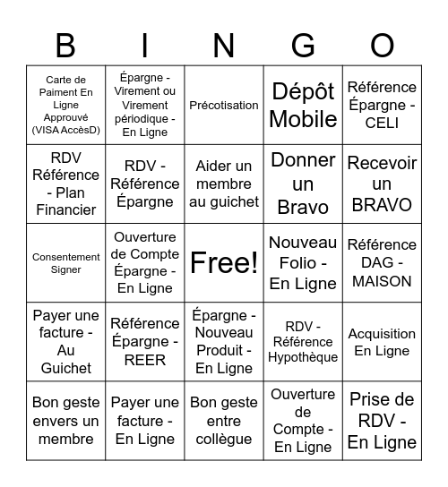 Défi Novembre Bingo Card