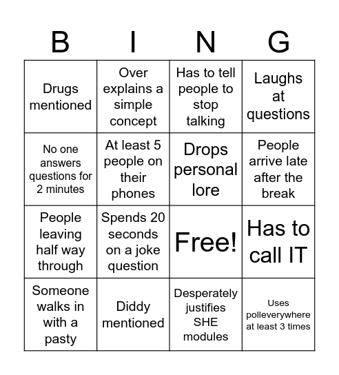 4x4 Pitsingo Bingo Card