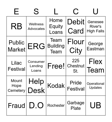 ESL Fun Activity Bingo Card