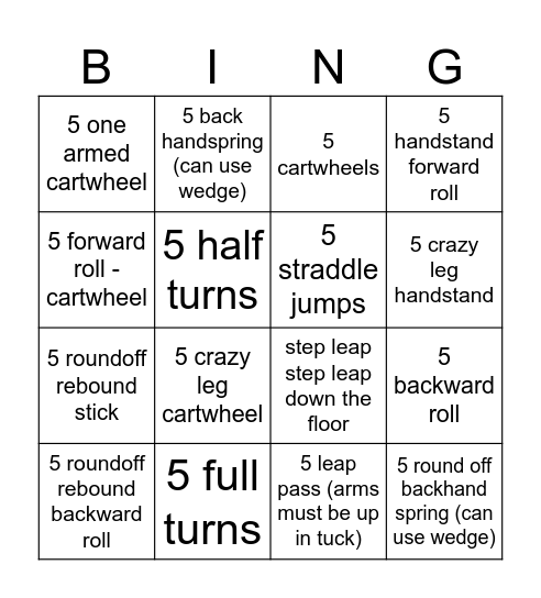 Floor BINGO Card