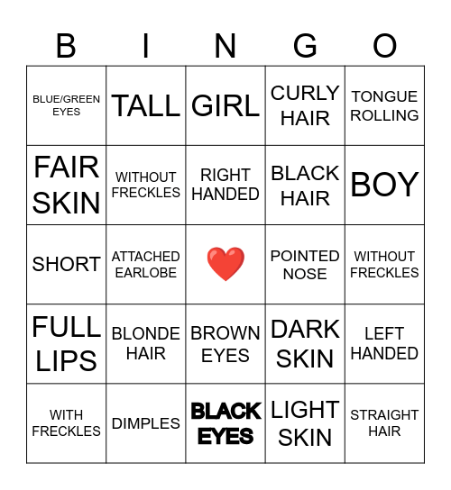 GENETIC BINGO Card