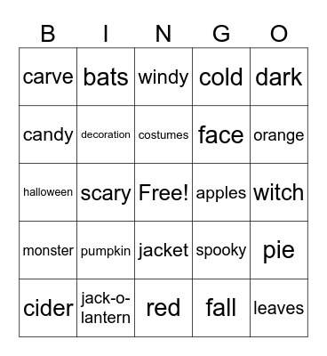 Halloween Bingo Card