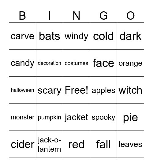 Halloween Bingo Card