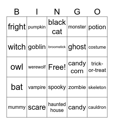 HALLOWEENmummy Bingo Card