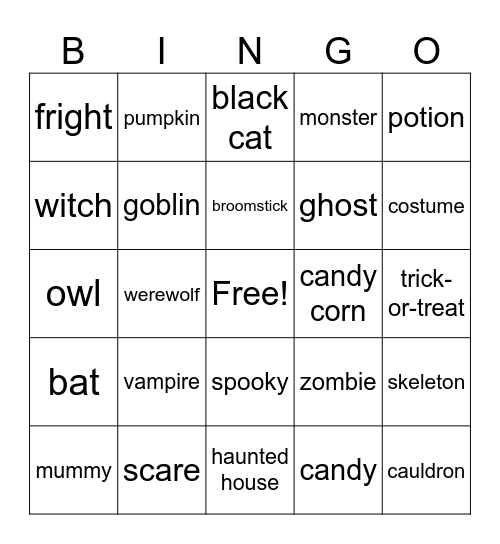 HALLOWEENmummy Bingo Card