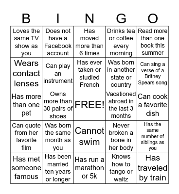Bridal Shower Bingo: Find Someone Who... Bingo Card