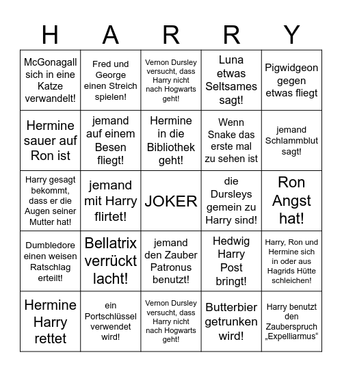 Simsalabingoo Bingo Card