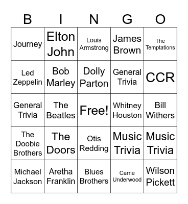 Music Bingo Card