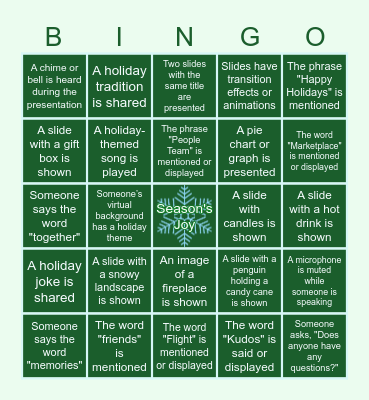 ☃️✨🌲 Holiday Bingo 🌲✨☃️ Bingo Card