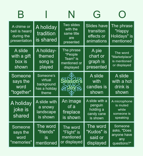 ☃️✨🌲 Holiday Bingo 🌲✨☃️ Bingo Card