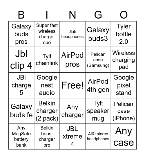 Accessories Bingo Card