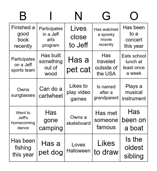 Someone who... Bingo Card