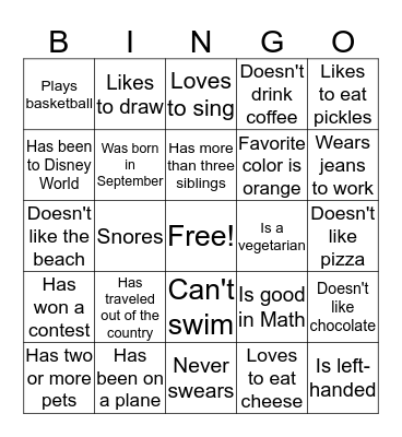 Find someone who... Bingo Card