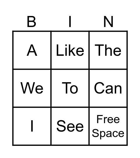 Sight Word Bingo! Bingo Card