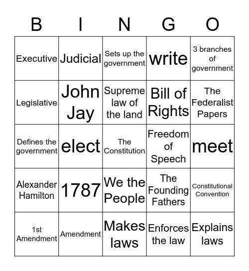 Constitutional BINGO! Bingo Card