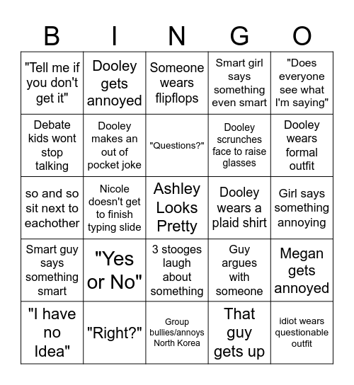 Dooley BINGO Card