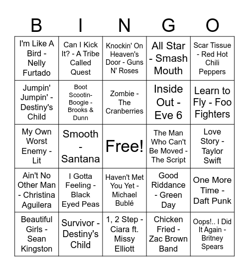 Music Bingo Card