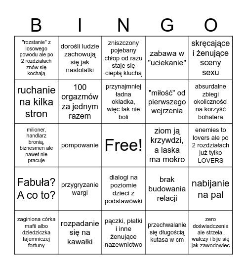 PORNO BINGO Card