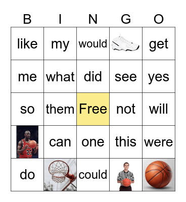 Basketball Yellow Bingo Card