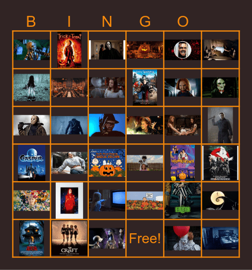 Halloween Movie Bingo Card