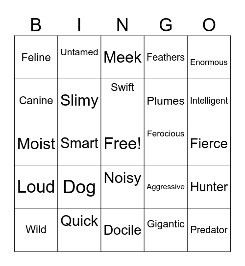 Animals in the Wild Bingo Card