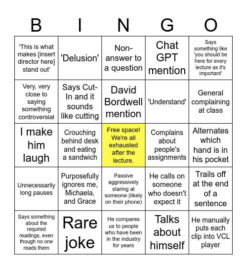 Warren Bingo Card