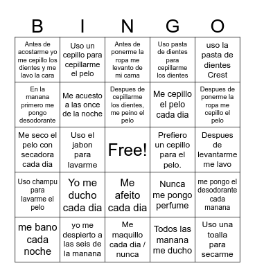 CEPILLARSE LOS DIENTES Bingo Card