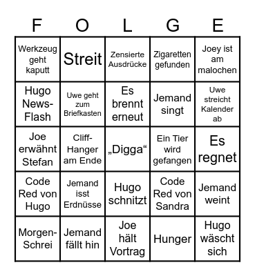 7 vs wild Bingo Card