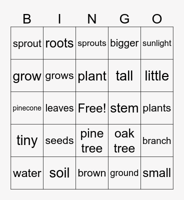 Tree Bingo Card