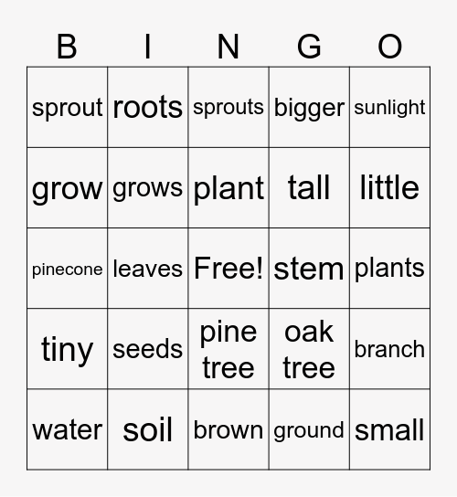 Tree Bingo Card