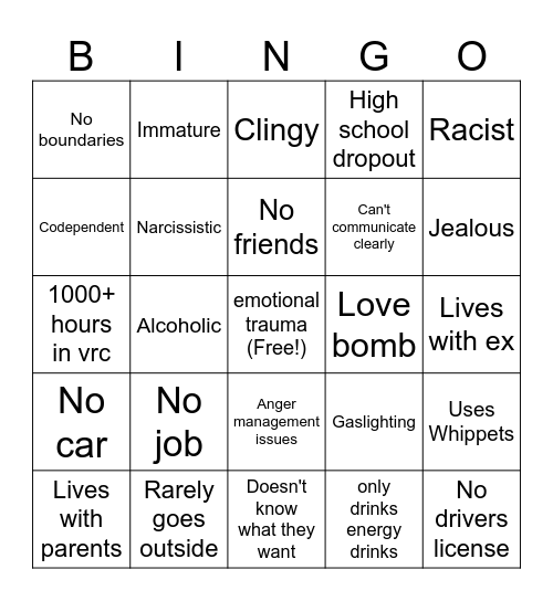 Roe's Project Car Bingo Card