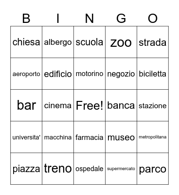 La citta' Bingo Card