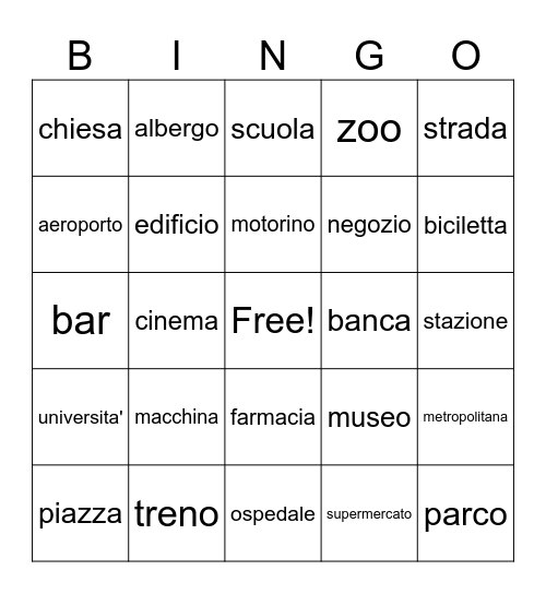 La citta' Bingo Card