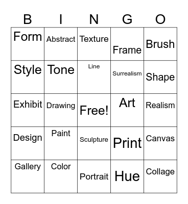 The world of Art Bingo Card