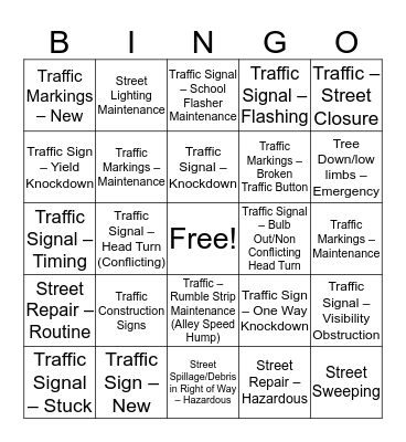 Streets Pt2 Bingo Card