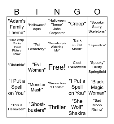 Halloween Bingo Card