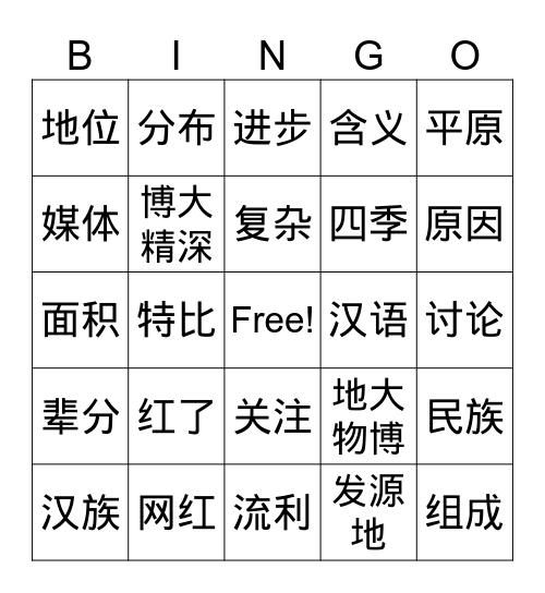 葛雅哲 Bingo Card