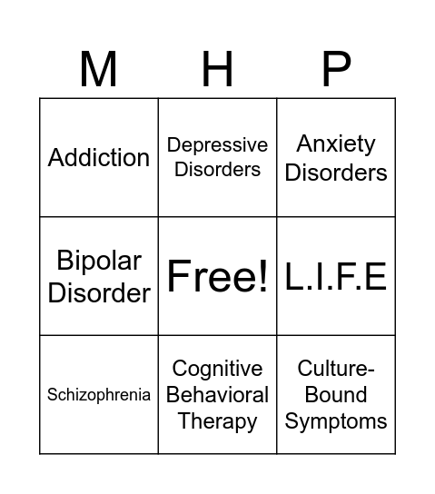 Mental Health Promotion BINGO Card