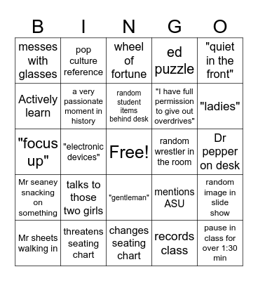 Besset Bingo Card