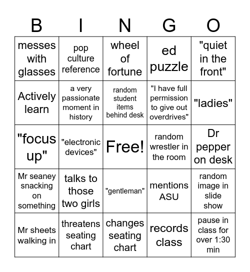 Besset Bingo Card