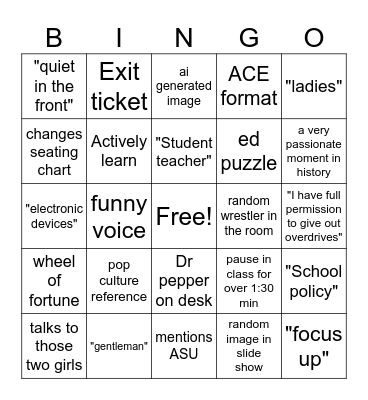 Besset Bingo Card