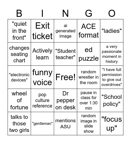 Besset Bingo Card