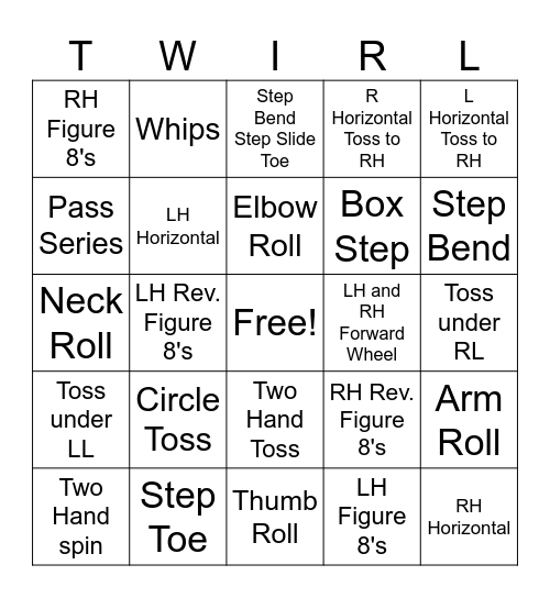 BATON TWIRLING Bingo Card