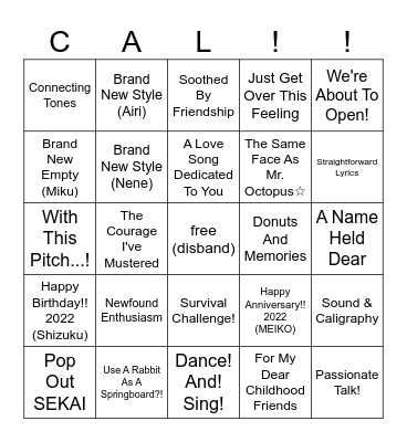 cal's hyperspecific card bingo! Bingo Card